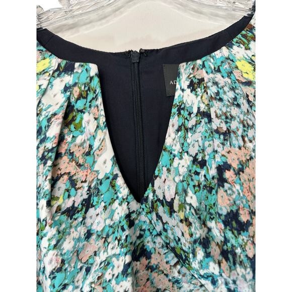 Adrianna Papell Dress Floral Splatter Print Easter Spring Ruched Sheath Size 8 - Picture 3 of 11